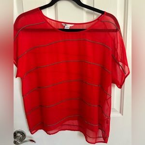 Red sheer blouse